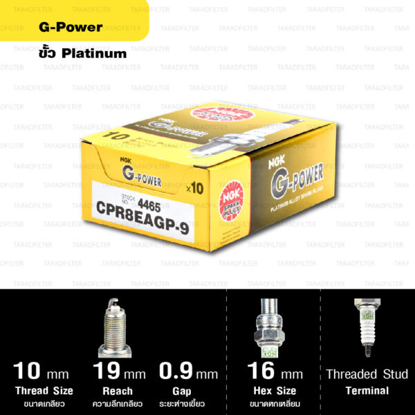 หัวเทียน NGK รุ่น G-POWER ขั้ว PLATINUM【 CPR8EAGP-9 】