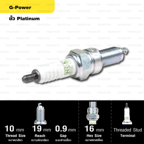 หัวเทียน NGK รุ่น G-POWER ขั้ว Platinum【 CPR9EAGP-9 】 ใช้สำหรับ Honda CB150R (2018-), CBR150R (2019-) / Yamaha Tracer 900 (2018-2020), YZF 450F (2018), XSR 900 (2016)