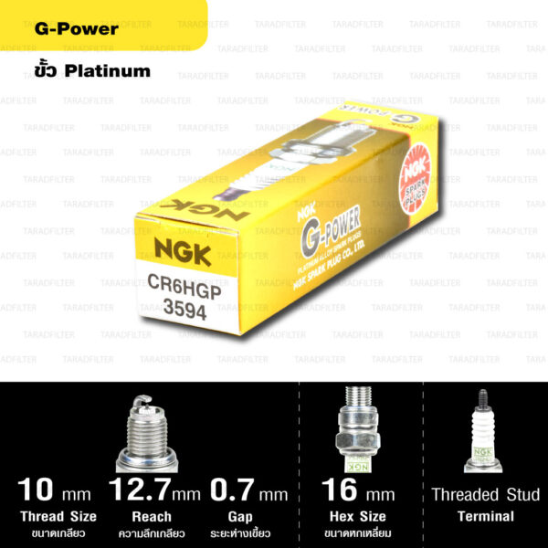 หัวเทียน NGK รุ่น G-POWER ขั้ว Platinum【 CR6HGP 】