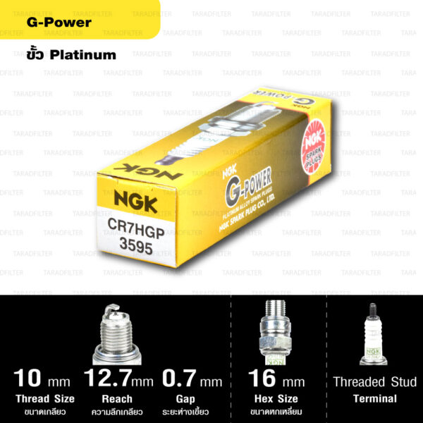 หัวเทียน NGK รุ่น G-POWER ขั้ว Platinum【 CR7HGP 】