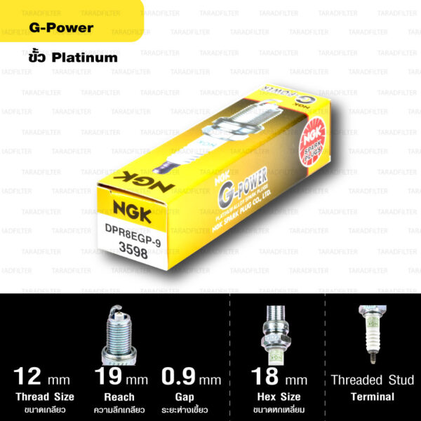 หัวเทียน NGK รุ่น G-POWER ขั้ว Platinum【 DPR8EGP-9 】ใช้สำหรับ Honda PHANTOM200