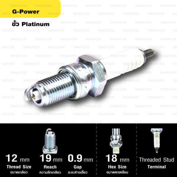 หัวเทียน NGK รุ่น G-POWER ขั้ว Platinum【 DPR8EGP-9 】ใช้สำหรับ Honda PHANTOM200