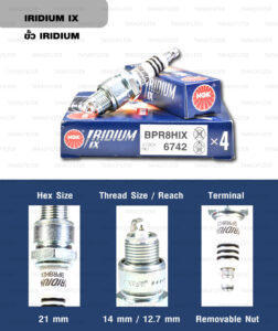 NGK หัวเทียน รุ่น IRIDIUM IX 【 BPR8HIX 】ใช้สำหรับ Yamaha RX-K (CONCORD) / Suzuki Crystal, Royal