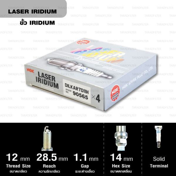 NGK หัวเทียน LASER IRIDIUM DILKAR7D11H (4 หัว) ใช้สำหรับ NISSAN X-TRAIL T32 MR2.0DE เบอร์ติดมากับรถ