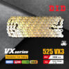 D.I.D โซ่ ดี.ไอ.ดี PRO STREET รุ่น VX-SERIES 525 VX3 สีทอง มีโอริง X-RING [ DID 525-130 VX3 ]