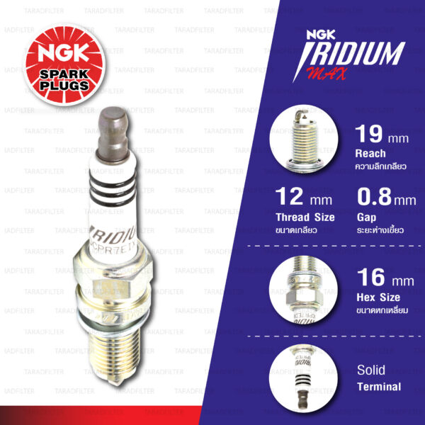 [DCPR7EIX-P] หัวเทียน NGK Iridium Max ใช้สำหรับ Toyota Avanza 3SZ-VE [ จำนวน 1 หัว ]