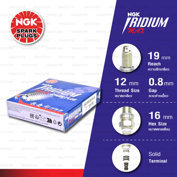 [DCPR7EIX-P] หัวเทียน NGK Iridium Max ใช้สำหรับ Toyota Avanza 3SZ-VE [ จำนวน 1 หัว ]