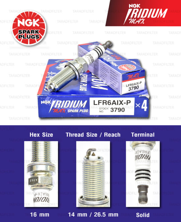 [LFR6AIX-P] หัวเทียน NGK Iridium Max ใช้สำหรับ Toyota Fortuner, Vigo, Commuter 2TRFE, Innova 1TRFE (1 หัว)