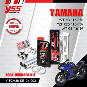 YSS ชุดโช๊คหน้า FORK UPGRADE KIT อัพเกรด Yamaha MT-03 ('16>-) / YZF-R3 ('15-'18)【 Y-FCM38-KIT-04-003 】