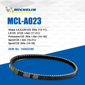 MICHELIN สายพานสำหรับสกู๊ตเตอร์ Vespa LX, S, LXV 3Vie (13-17) / LX125, S125 i-Get (17-21) / Primavera125 3Vie i-Get (14-16) / Sprint125 i-Get (16-21) / Sprint125 3Vie (14-16) [ MCL-A023 ] ใช้แทน 1A003396