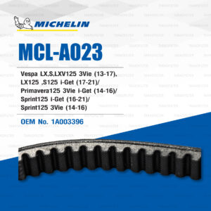 MICHELIN สายพานสำหรับสกู๊ตเตอร์ Vespa LX, S, LXV 3Vie (13-17) / LX125, S125 i-Get (17-21) / Primavera125 3Vie i-Get (14-16) / Sprint125 i-Get (16-21) / Sprint125 3Vie (14-16) [ MCL-A023 ] ใช้แทน 1A003396