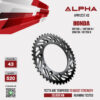 ALPHA SPROCKET สเตอร์หลัง 43 ฟัน (520) สีดำ ใช้สำหรับมอเตอร์ไซค์ Honda CRF250 L / CRF250 M / CRM250 / CRF250 R [ APR1237.43 ]