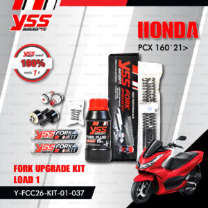 YSS ชุดโช๊คหน้า FORK UPGRADE KIT อัพเกรด Honda PCX 160 '21> L-1" รุ่นโหลด【 Y-FCC26-KIT-01-037 】