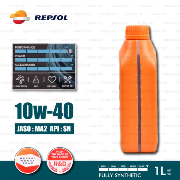 REPSOL RACING 4T FULLY Synthetic 4T [10W-40] Motorcycle Oil น้ำมันเครื่อง มอเตอร์ไซค์ สังเคราะห์แท้ 100% บรรจุ 1 ลิตร