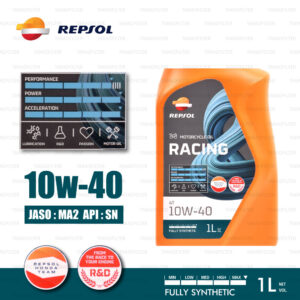 REPSOL RACING 4T FULLY Synthetic 4T [10W-40] Motorcycle Oil น้ำมันเครื่อง มอเตอร์ไซค์ สังเคราะห์แท้ 100% บรรจุ 1 ลิตร