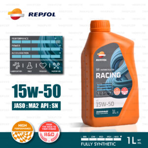 REPSOL RACING 4T FULLY Synthetic 4T [15W-50] Motorcycle Oil น้ำมันเครื่อง มอเตอร์ไซค์ สังเคราะห์แท้ 100% บรรจุ 1 ลิตร