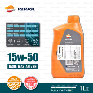 REPSOL RACING 4T FULLY Synthetic 4T [15W-50] Motorcycle Oil น้ำมันเครื่อง มอเตอร์ไซค์ สังเคราะห์แท้ 100% บรรจุ 1 ลิตร