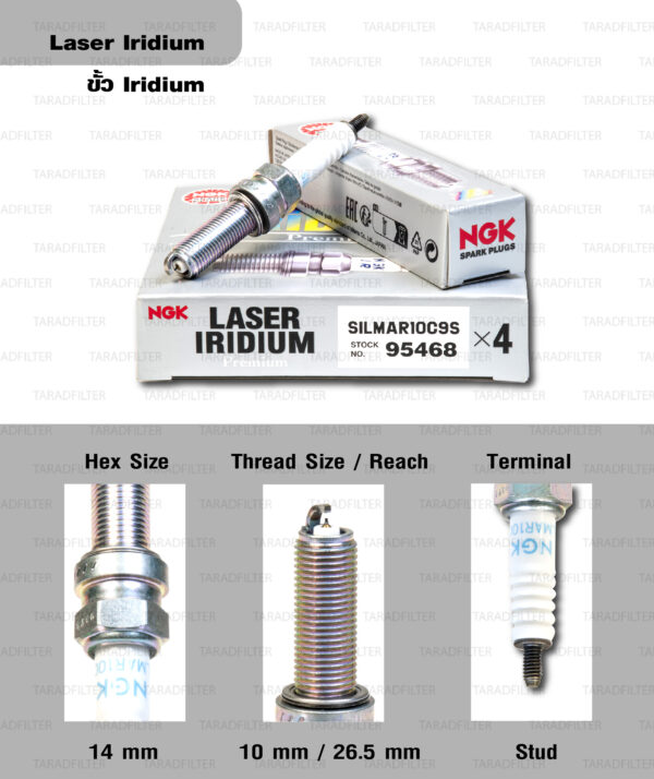 NGK หัวเทียน LASER IRIDIUM ใช้สำหรับ HONDA CBR1000RR SP2【 SILMAR10C9S 】จำนวน 1 หัว