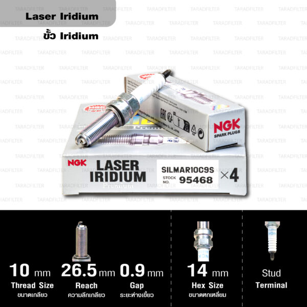 NGK หัวเทียน LASER IRIDIUM ใช้สำหรับ HONDA CBR1000RR SP2【 SILMAR10C9S 】จำนวน 1 หัว