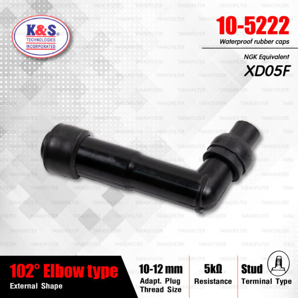 ฝาครอบหัวเทียน สีดำ ยางกันน้ำ ใส่ตรงรุ่น [NGK XD05F ] Spark Plug Resistor Cover K&S 10-5222 (Terminal Type Stud)