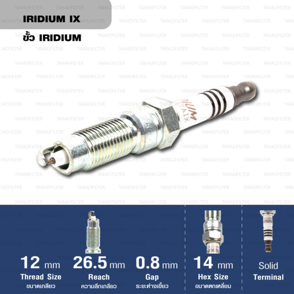 หัวเทียน NGK รุ่น Iridium IX [ ZNAR7AIX ] ใช้สำหรับ Ford Mustang ปี 2009-2010