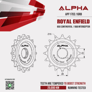 ALPHA สเตอร์หน้า 16 ฟัน Royal Enfield รุ่น 650 Continental / 650 Interceptor (525) [ APF1703.16RB ]