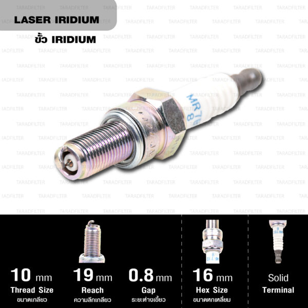 NGK หัวเทียน LASER IRIDIUM 【 MR7BI-8 】ใช้สำหรับ VESPA GTS300 4V IE