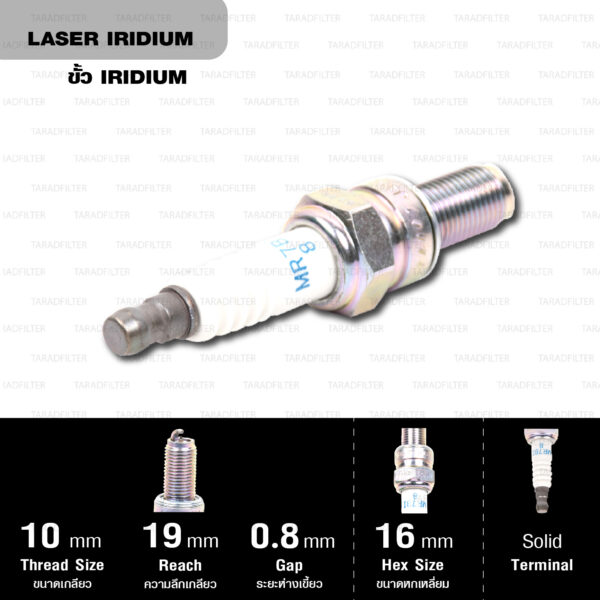 NGK หัวเทียน LASER IRIDIUM 【 MR7BI-8 】ใช้สำหรับ VESPA GTS300 4V IE